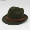 Geniş Memlu Şapkalar Kova Vintage Yün Mens için Siyah Üçgen Şapka Sonbahar Zarif Elbise Günlük ve Eşsiz Fedora Klasik Kilise Caz Kadınları Felt YQ240407