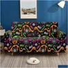 Couvriers de chaise Halloween Pumpkin Print Couch Er Soft Stretchy Sofa Sliper Polyester Washable Meubles Protecteur pour le salon Bedro Dhhua