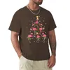 Mens Polos Christmas Flamingo-Flamingos Tree T-shirt Korean Fashion Vintage Hippie Clothes Black T-shirts For Men