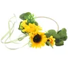 Decorative Flowers Fringe Trim Sunflower Door Wreath Floral Front Hanging Decor Cotton Thread Countryside Style Pendant Decoration Farmhouse