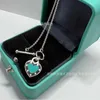 Designer Brand Tiffays OT Needle Buckle Love Pendant 925 Silver Heart Three Color Oil Dropping Enamel Necklace