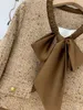 Tvådelad klänning 2024 Vintage Little Perfym Tweed Two-Piece Womens Crop Top Wool Jacket+mini kjol set Sweet Two-Piece setc240407
