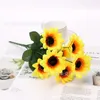 Flores decorativas Flor de simulação de girassol artificial para casamento rústico e decoração em casa - buquê de mão
