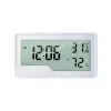 Klockor inomhus temperaturfuktighetssensor max/min hygrometer termometer display med 12/24 timmars switch skrivbord tidsklocka med bakgrundsbelysning