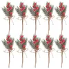 Dekorative Blumen 10 Stcs Blumendekor Berry Picks Pine Clears Zweige Weihnachtsbaumzubehör Nadeln Künstliche Pflanzenblumen Blumen