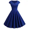 Partykleider rosa Sommerkleid Frauen gegen Nacken Vintage Robe Elegant Retro Pin up Büro Midi 2024 Plus Size Vestidos