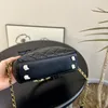 Lüks tasarımcı kadınlar kapitone crossbody çanta çifte altın zincir siyah küçük omuz çantası bayan vintage yüksek kaliteli orijinal deri çok pochette el çantası