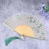 Figurine decorative Pattern Gardenia Modello pieghevole Vintage Fan di bambù Cinese portatile portatile Dance Wedding Abanico