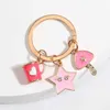 Keychains Lanyards Cute Enamel Keychain Heart Cup Star Mushroom Key Ring Crystal Chains Souvenir Gifts For Women Men DIY Handmade Jewelry Q240403