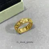 Anelli di design di fascia alta venclef a quattro foglie larghe e stretta anello di caleidoscopio anello femmina rosa oro versatile di lusso e gioielli di design unici per originale 1: 1