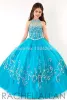 Elbiseler 2020 Balo Gown çocuk partisi elbiseler uzun aplikler gök mavisi çocuklar çiçek kız elbise düğünler için yüksek boyun vestido de daminha