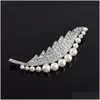 Pins Brooches Pearl Inlaid Water Diamond Leaf Breast Needle Womens Korean Fashion Versatile Clothing Pin Accessories Drop Delivery Jew Dhnyg
