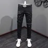 Jeans masculin jeans mode homme jean noir élastique pantal punk serré jeans élastique jeans pour hommes