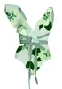 Kvinnors badkläder Green Flower Printed spetsdesign med asymmetrisk design peplum axel integrerad båge mode badkläder och täckning för kvinnor 2023 J240403