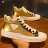 Casual Shoes European European Męska moda zimowa oddychająca deska High Top cekin gold sport A2