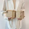 Tassen dames strand zomer rietje geweven tas modebox kleine vierkante enkele schouder diagonale ketting bohemian stijl mobiele telefoon