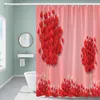 Shower Curtains Valentine's Day Decor Curtain Pink Balloons Red Roses Flower Hanging Full Hearts Of Tree Printed Fabric Bathroom