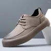 Scarpe casual in stile coreano da uomo ricrezzolette originale in pelle lace-up scarpa piattaforma traspirante calzature giovanili da giovane sneaker