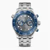 Nuovo marchio Top Omegx 44 mm Sea Master Mens Watch Multifunctional Chronograf