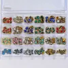 Nail Decoration Set with 1 Boxes 240Pcs Nail Art 3D Rhinestones Big Mix Sizes 3D Crystal Diamonds Metal Charms Gems Stones M1 240401