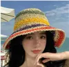 Wide BriM Hats Eimer ETHNIC TOURISMUS STRAW HAT 2024 NEUE HAT Women Summer Sun Touristen Strand Q240403