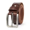 Belts VATLTY Vintage Men's Leather Belt Zinc Alloy Pin Buckle Original Cowhide Jeans For Male Real Casual Brown