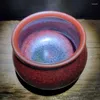 カップソーサーJianyang Jianzhan Perimmon Red Rust Pattern Big Belly Cupシングルティー大容量セットボウル