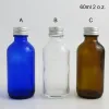 Equipments 24pcs/lot 60ml Liquid Essential Oil Cobalt Blue Clear Amber Glass Bottle with Aluminum Lids 2oz Boston Round Bottles Containers