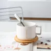Чашки блюдцы минималистская керамическая кофейная кружка с Spoon Office послеобеденный чайная чашка и блюдца устанавливают Juego de Tazas Cafe Modern