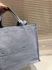 Designer bag tote bag beach bag Large capacity denim shopping bag Midsummer type men's women cool handsome handbag denim canvas bag 40cm