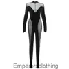 Neue Damen Mode sexy Samt Langschläre Jumpsuit Damen Mesh Slim Fit Hip Overalluit