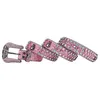 Belts Fashion rhinestone skull strap womens crystal inlaid jeans decoration pink luxury designer diamond bb strap womensC420407