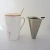 Tazza di marmo con coperchio e cucchiaio caffè auto mescolando da 12 once di tazza di tazza per caffetteria o tè dropship 240407