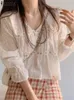 ZANZEA Lace White Cotton Women Blouse Summer Long Sleeve Floral Embroidery Shirt Korean Mesh Allmatch Tops Blusas Tunic 240326