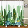 Shower Curtains Bathroom Decoration Curtain Cactus Flower Plant Leaves Printing Waterproof Home Decor With Hooks