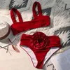 Kvinnors badkläder Floral Sexig bikinis baddräkter Kvinnor pressar upp för kvinnlig strandbadskläder baddräkter brasiliansk bikini set pool bather