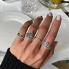 Anéis de casamento huitan garotas elegantes dedo dedo dedo cúbico zircônia cúbica moda moda versátil feminino feminino jóias de declaração do partido