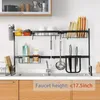 Küche Aufbewahrung 2-stufiger Edelstahl über dem Spülenschüssel-Rack (großes Schwarz)