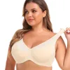 Spitzenstahlring -Unterwäsche plus Größe eng sitzender BH Damen Sport solider Vneck atmungsaktive Korsetts nahtlose dünne Dessous 240407