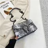 작은 가방 여성 새로운 패션 뱀 패턴 스퀘어 다목적 1 어깨 크로스 바디 체인 백