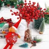 Decorative Flowers Red Christmas Berries Artificial Stems Holly Berry Branches Fake Plants Tree Decoration Xmas Wreaths DIY Craft