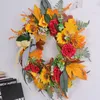 Decorative Flowers Fall Wreaths For Front Door Reusable Wreath Thanksgiving Clebration Indoor Outdoor Seasonal Decor Farmhouse