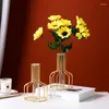 Vases Simple Wrought Iron Hollow Glass Test Tube Hydroponic Vase Creative Home Living Room Bar Counter Wine Cabinet Decoration Pots