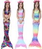 Kids Girls 3pcs Denizkızı Tail Yüzme Bikini Set Mayo Mono Fin Yüzer6131824