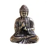 Dekorativa plattor mini Buddha Staty Bronze Chinese Buddhism Pure Copper Sakyamuni