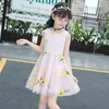 女の赤ちゃんのドレスサマーチルドレン2 3 4〜12歳のパーティーレースメッシュプリンセスドレスキッズ服花カジュアル240325