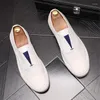 Chaussures décontractées Fashion Design en cuir baskets blanches Slip on Men Locages Flats mâle 79