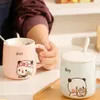 Cartoon Cute Yier Bubu Dudu Ceramiczne kubki Mitao Panda z pokrywką łyżki kawy kubek wodny kubek kawaii draże urodzinowe 240407