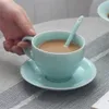 Tazza da caffè da 9 once da tè e piattino set di porcellana bevande per bevande a microonde lavastoviglie in ceramica tavoli da tavolo cinese Celadons Calza 240407