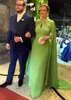 Zarif Limen Yeşil Gece Elbise Cape Sleeves Chiffon Uzun Resmi Fırsat Kadınlar için 2024 Seksi Sırtsız Balo Elbise Geri Düğmeleri Basit Şık Anne Olay Giyim